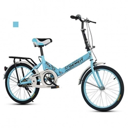 B-D Plegables B-D Bicicletas Plegables De 20 Pulgadas Bicicleta Plegable Urbana Ligera para Mujer, Marco De Acero De Alto Carbono, Micro Bike Unisex para Estudiantes Y Oficinistas, 6 Opciones De Color, Azul