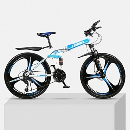 Chengke Yipin Plegables Bicicleta de montaña 24 pulgadas marco de acero de alto carbono plegable de una rueda doble absorcin de impactos estudiantes masculinos y femeninos ciclismo de montaña-Azul_21 velocidades