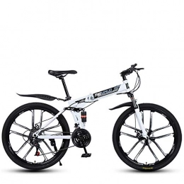 Mountain Bike Plegables Bicicleta de montaña plegable Radios amortiguadores de 26 pulgadas Cambio de bicicleta Bicicleta de montaña plegada Estudiantes adultos Velocidad del vehículo 21 / 24 / 27-white_26 inch 27 velocidades