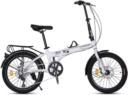 ZLYJ Bicicleta Bicicleta Plegable para Adultos 20 Pulgadas, Bicicleta 7 Velocidades, Bicicleta Portátil Ultraligera, Bicicleta con Frenos Disco Mecánicos Delanteros Traseros White