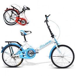 FLy Plegables Bicicleta Plegable Urbana Bicicleta Plegable De Aluminio De 20 Pulgadas Bicicleta Plegable Street, con Amortiguador, De Choque Doble Disco Frenos, Sillin Confort, Unisex Adulto, Azul