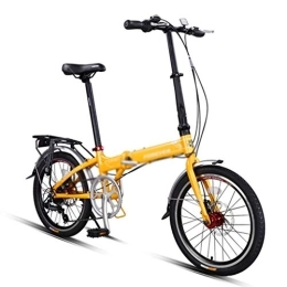 Bicicletas Plegables Bicicletas Plegable For Adultos 20 Pulgadas Portátiles De Aleación De Aluminio De Velocidad Variable 7 Velocidades (Color : Yellow, Size : 20inches)