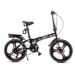 Bicicletas Plegables Bicicletas Plegable For Adultos De 20 Pulgadas Porttiles Ultraligeras Velocidad Variable (Color : Black, Size : 20 Inches)