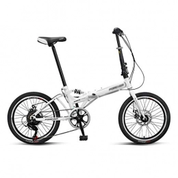 Bicicletas Plegables Bicicletas Plegable Portátil For Adultos Velocidad Variable 20 Pulgadas Estudiantiles (Color : Blanco, Size : 20 Inches)