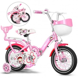 Bidetu Plegables Bidetu Bicicleta Plegable Infantil, 12-14-16 Pulgadas Bici para Niñas, Edición Clásica Bikes Bicicletas Infantiles con Ruedas de Entrenamiento / B / Pink / 14''