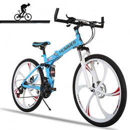 Dapang Plegables Dapang Bicicleta de montaña con suspensión Completa. Cuadro de Aluminio de 21 velocidades, Bicicleta de 26 Pulgadas, Blue