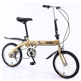  Plegables Deportes al Aire Libre Bicicleta de Ciudad Plegable de aleación Ligera de 16", Frenos Dobles de Estilo VS (Color: Dorado)