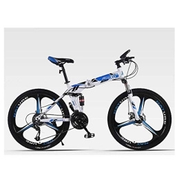  Plegables Deportes al Aire Libre Bicicleta de montaña Plegable de 26"Bicicleta de Doble suspensión de 27 velocidades Bicicleta de Freno de Disco Dual (Color: Blanco)