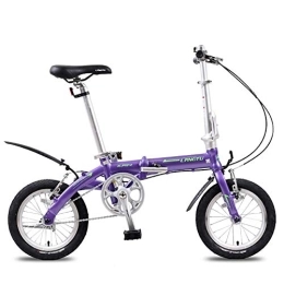 DJYD Bicicleta DJYD Las Bicicletas Plegables Mini y Ligero portátil de 14" de aleación de Aluminio Urban Commuter Bicicletas, Super Compacto de una Sola Velocidad Plegable Bicicletas, púrpura FDWFN (Color : Purple)