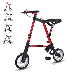 DORALO Plegables DORALO Mini Bicicleta Plegable Liviana, Bicicleta De Ciudad Ajustable Portátil para Estudiantes De 10 Pulgadas, Bicicleta De Viaje Al Aire Libre, Tamaño Plegable: 52 × 72 Cm, Rojo