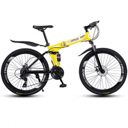 Dsrgwe Plegables Dsrgwe Bicicleta de Montaa, Bici de montaña Plegable, Bicicletas BTT de Doble suspensin, suspensin Doble y Doble Freno de Disco, Ruedas de radios de 26 Pulgadas (Color : Yellow, Size : 21-Speed)