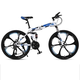 Dsrgwe Plegables Dsrgwe Bicicleta de Montaña, Bicicleta de montaña, Bicicletas de montaña Plegable, de Doble suspensión y Doble Freno de Disco, de 26 Pulgadas mag Ruedas (Color : Blue, Size : 27-Speed)