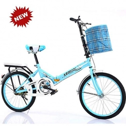 GJNWRQCY Plegables GJNWRQCY Bicicleta Plegable de 20 Pulgadas Trabajo Ligero para Mujer Adulto Adulto Ultraligero Velocidad Variable Portátil Adulto Pequeño Estudiante Masculino Portador de Bicicleta Plegable, Azul