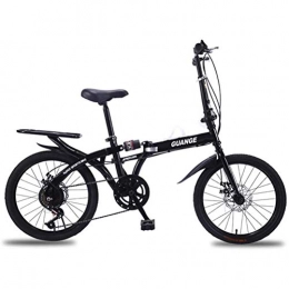 GOLDGOD Plegables GOLDGOD 20 Pulgadas Plegable Bicicleta, Acero Carbono Marco Amortiguador Plegable Bicicletacon Freno De Disco Doble Portátil Velocidad Variable Bicicleta De Ciudad De Cercanías, Negro