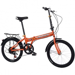 GOLDGOD Bicicleta GOLDGOD 20 Pulgadas Velocidad Variable Plegable Bicicleta, Ligero Marco De Aluminio Plegado Bicicleta Absorción De Impacto 6 Velocidades Bicicleta De Ciudad con Guardabarros Y Luz Trasera, Naranja