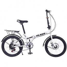 GOLDGOD Plegables GOLDGOD Estudiante Plegable Bicicleta, Mini Portátil 20 Pulgadas Plegable Bicicleta con Acero De Alto Carbono Marco De Absorción De Impactos Ligero Plegable Bicicleta Plegado Rápido 15S, Blanco