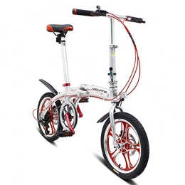 Grimk Plegables Grimk Bicicleta Plegable De 16 Pulgadas De Aluminio para Unisex Adultos, Nios, Viaje Urban Bici Ajustables Manillar Y Confort Sillin, Folding Pedales, Capacidad 110kg, Silver