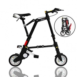KOSGK Plegables KOSGK Mini Bicicletas Plegables Livianas Bicicletas Voladoras Cuadro AleaciN Aluminio 8 'MS Resistente, Unisex, Dorado Brillante, Negro