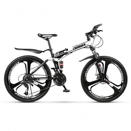 KXDLR Plegables KXDLR 26" Frenos 3-Spokewheels Bicicleta De Montaña Daul Disco 24 para Hombre De Velocidad De Bicicletas De Doble Suspensión De La Bici, Blanco