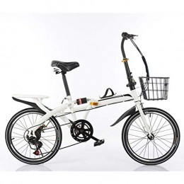 KXDLR Plegables KXDLR 6-Velocidad De Velocidad Variable Bicicleta Plegable Bicicleta De La Luz para Adultos Shift Porttil De 20" Plegable Bicicleta, Viajes De Bicicletas De Montaa, Blanco