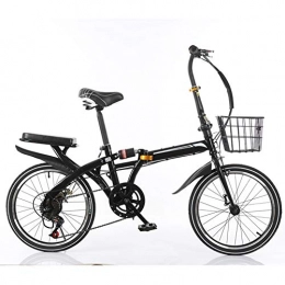 KXDLR Plegables KXDLR 6-Velocidad De Velocidad Variable Bicicleta Plegable Bicicleta De La Luz para Adultos Shift Porttil De 20" Plegable Bicicleta, Viajes De Bicicletas De Montaa, Negro