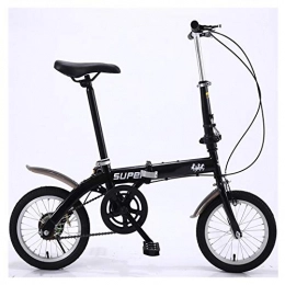 KXDLR Plegables KXDLR Bicicleta Plegable De 14 Pulgadas, Cuadro De Aluminio Ligero, Bicicleta Compacta Plegable con Frenos Estilo V Y Cubierta Resistente Al Desgaste para Adultos, Negro