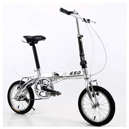 KXDLR Plegables KXDLR Bicicleta Plegable, Ideal para Montar A Caballo De La Ciudad, Estructura Ligera De Aluminio, Guardabarros Delantero Y Trasero Y V-Estilo Brakes14 Pulgadas Ruedas, Plata