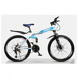 KXDLR Plegables KXDLR Frenos De Montaña Plegable para Bicicleta Una Rueda De Doble Disco Fuera del Camino De La Bicicleta del Estudiante Masculino Adulto De 21 Velocidad De 26 Pulgadas, Azul