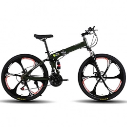 KXDLR Plegables KXDLR MTB 21 Velocidades para Hombre MTB Cuadro De La Bicicleta 26 Pulgadas De Acero Al Carbono con, Bicicletas De Doble Freno De Disco Mecánico, Verde