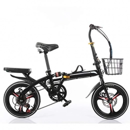KXDLR Plegables KXDLR Plegable Bicicletas Bicicleta Plegable Frenos Shifting Disco 6-Velocidad 20 Pulgadas De Absorción De Choque Unisex Ultralight Portátil Bicicleta Plegable, Negro