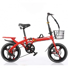 KXDLR Plegables KXDLR Plegable Bicicletas Bicicleta Plegable Frenos Shifting Disco 6-Velocidad 20 Pulgadas De Absorción De Choque Unisex Ultralight Portátil Bicicleta Plegable, Rojo