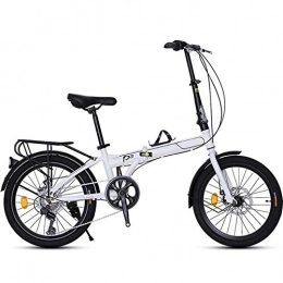 LPsweet Plegables LPsweet Bicicleta Plegable, 20 Pulgadas para Adultos Hombres Y Mujeres Estudiante Nio Marco De Hierro Ligero Ideal para Montar En La Ciudad Y Desplazarse Bicicleta De Doble Freno De Disco, Blanco