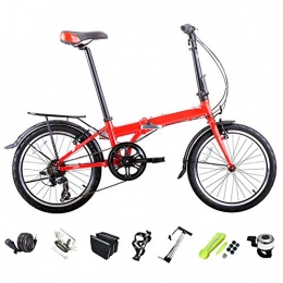 LQ&XL Bicicleta LQ&XL Bicicleta de Montaña Plegable, 6 Velocidades, Bicicleta Adulto, 20 Pulgadas MTB Bici para Hombre y Mujerc / Red