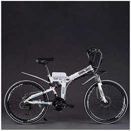 MERRYHE Plegables MERRYHE Bicicleta eléctrica Plegable Ciclomotor para Adultos Ciudad Montaña Bicicleta 48v Batería de Litio 26 Pulgadas Bicicleta de Potencia, White-Retro Wire Wheel