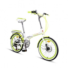 Creing Bicicleta Plegable Bicicleta 20''Bicycle 7 Speed Estructura de Acero de Alto Carbono para Adulto, Green