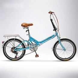 QIANG Plegables QIANG Bicicleta Plegable Adulto 20 Pulgadas 6 Velocidad Estudiante Bicicleta Bicicleta Coche Plegable, Blue