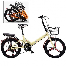 ROYWY Bicicleta ROYWY Bicicleta Plegable, 20 Pulgadas Bicicleta Juvenil, 7 Velocidades Bicicleta Infantil, Bici para Niños y Niñas, Montar al Aire Libre / Amarillo