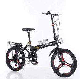 SHIN Plegables SHIN 20 Pulgadas Plegable De Aluminio Bicicleta De Paseo Mujer Bici Plegable Adulto Ligera Unisex Folding Bike Manillar Y Sillin Confort Ajustables, 6 Velocidad, Capacidad 140kg / Black