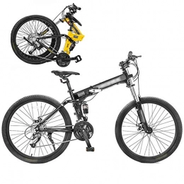 SHIN Plegables SHIN 26 Pulgadas Bicicleta de Montaña Unisex, Bici MTB Adulto con Doble Freno Disco, Bicicleta MTB Plegable, 27 Velocidades Bicicleta Adulto / Negro