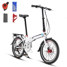 SHIN Plegables SHIN Bicicleta Adulto, 20 Pulgadas, Bicicleta de Montaña Plegable, MTB Bici para Hombre y Mujerc, 7 Velocidades, Doble Freno Disco, Montar al Aire Libre / White