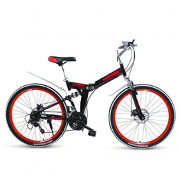 SHIN Plegables SHIN Bicicleta Btt 27" Mountain Bike Plegable Unisex Adulto Aluminio Urban Bici Ligera Estudiante Folding City Bike, sillin Confort Ajustables, Capacidad 165kg, Doble Freno Disco / Black Red /