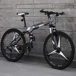 SHIN Plegables SHIN Bicicleta de Montaña Plegable, 27 Velocidades, Bicicleta Adulto, 26 Pulgadas Bici para Hombre y Mujerc, MTB con Doble Freno Disco / Gris