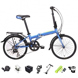 SHIN Plegables SHIN Bicicleta de Montaña Plegable, 6 Velocidades, Bicicleta Adulto, 20 Pulgadas MTB Bici para Hombre y Mujerc / Dark Blue