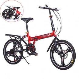 SHIN Plegables SHIN Bicicleta Plegable De 20 Pulgadas De Aluminio para Unisex Adultos, Niños, Viaje Urban Bici Ajustables Manillar Y Confort Sillin, Capacidad 120kg / Red