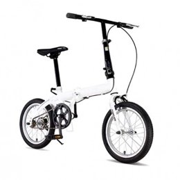 SHIN Plegables SHIN Bicicleta Plegable para Adultos Rueda De 16 Pulgadas Bici Mujer Retro Folding City Bike Velocidad única, Manillar Y Sillin Confort Ajustables, Capacidad 110kg / Blanco