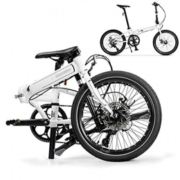 SHIN Plegables SHIN MTB Bicicleta de Montaña Plegable, 20 Pulgadas Bicicleta para Adulto, 8 Velocidades Velocidad Variable Bici Juvenil, Doble Freno Disco / White
