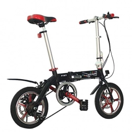 TYXTYX Bicicleta TYXTYX Bicicleta Plegable de Aluminio de 14 Pulgadas, Cambio de 6 Velocidades con Pin Libre para Exterior, Sillin Confort, Unisex Adulto, Negro