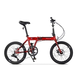 WEHOLY Bicicleta WEHOLY Bicicleta Bicicleta Plegable Bicicleta Plegable Ultraligera de 20 Pulgadas Bicicleta de Estudiante de 9 velocidades para Hombres y Mujeres Adultos, Rojo