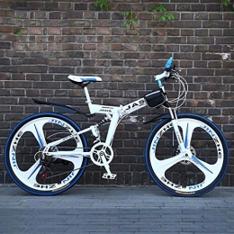 WZB Plegables WZB Bicicleta de montaña Plegable con 26"Aleacin de magnesio sper Liviana, Suspensin Completa de Primera Calidad y Engranaje Shimano de 21 velocidades, 10, 26