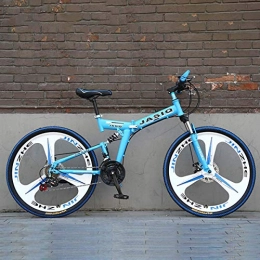 WZB Plegables WZB Bicicleta de montaña Plegable con 26"Aleacin de magnesio sper Liviana, Suspensin Completa de Primera Calidad y Engranaje Shimano de 21 velocidades, 2, 26